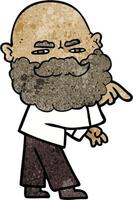 Retro-Grunge-Textur Cartoon-Mann mit Bart vektor