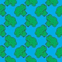 grön broccoli, sömlös mönster på blå bakgrund. vektor