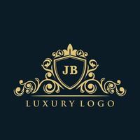 buchstabe jb logo mit luxuriösem goldschild. Eleganz-Logo-Vektorvorlage. vektor