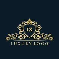 buchstabe ix logo mit luxuriösem goldschild. Eleganz-Logo-Vektorvorlage. vektor