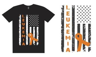 leukemi medvetenhet t skjorta design med USA flagga vektor