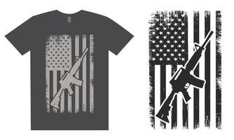 Waffen-T-Shirt-Design mit amerikanischer Flagge vektor