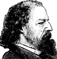 Alfred tennyson, årgång illustration vektor