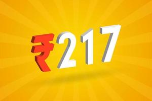 217 Rupie 3D-Symbol fettes Textvektorbild. 3d 217 indische Rupie Währungszeichen Vektor Illustration