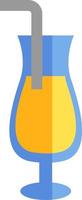 gul juice med sugrör, illustration, vektor på en vit bakgrund.
