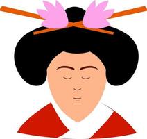 Frau mit rotem Kimono, Illustration, Vektor auf weißem Hintergrund.