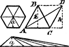 område av regelbunden polygon bevis, årgång illustration. vektor