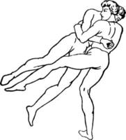 Wrestling-Vintage-Illustration. vektor