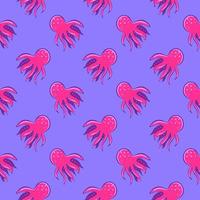 rosa bläckfisk , sömlös mönster på en lila bakgrund. vektor