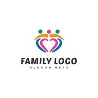 Printfamily-Logo-Design-Vorlage, menschliche Ikone mit buntem Design der Liebesform vektor