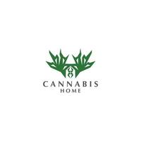 Hem cannabis logotyp design begrepp vektor