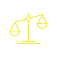eps10 gelbe Vektorgesetzskala oder abstraktes Kunstsymbol der Ethiklinie isoliert auf weißem Hintergrund. Gerechtigkeitsumrisssymbol in einem einfachen, flachen, trendigen, modernen Stil für Ihr Website-Design, Logo und mobile App vektor