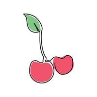 körsbär frukt linje teckning vektor
