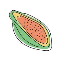 papaya frukt linje teckning vektor