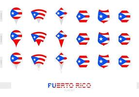 samling av de puerto rico flagga i annorlunda former och med tre annorlunda effekter. vektor