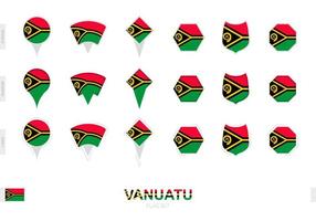 samling av de vanuatu flagga i annorlunda former och med tre annorlunda effekter. vektor