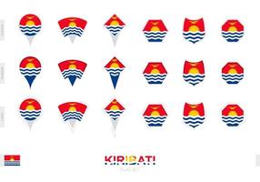 Sammlung der Kiribati-Flagge in verschiedenen Formen und mit drei verschiedenen Effekten. vektor