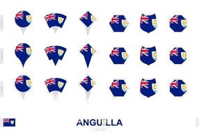 samling av de anguilla flagga i annorlunda former och med tre annorlunda effekter. vektor