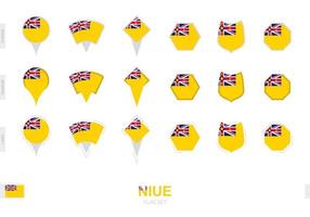Kollektion der Niue-Flagge in verschiedenen Formen und mit drei verschiedenen Effekten. vektor