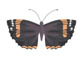 flacher Schmetterling auf weißem Hintergrund vektor