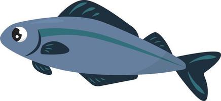 blauer Fisch, Illustration, Vektor auf weißem Hintergrund.