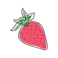 jordgubb frukt linje teckning vektor