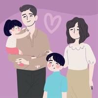 koreanische familie, eltern und kinder vektor