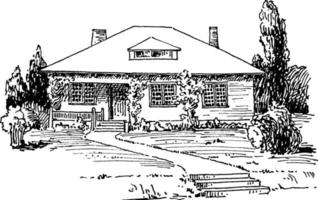 modern bungalow årgång illustration. vektor