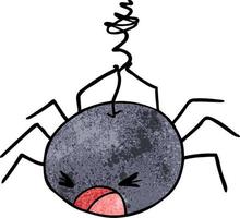 Retro-Grunge-Textur-Cartoon-Spinne vektor