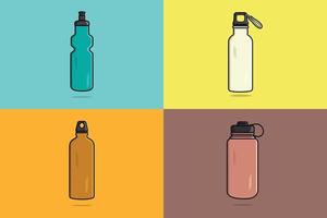 satz wasserflasche mit tragegurt-vektorsymbolillustration. Getränkeobjekte Icon-Design-Konzept, Sportflasche, Schulwasserflasche, Trinkwasser, Fitnessflasche, Sportwasserflasche, vektor