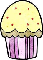 Retro-Grunge-Textur-Cartoon-Cupcake vektor