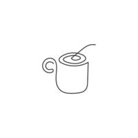 kontinuerlig linje kaffe en minimalistisk kaffe linje monoline logotyp vektor ikon illustration