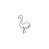 durchgehende Linie Flamingo. eine minimalistische Flamingo-Linie Monoline-Logo-Vektor-Symbol-Illustration vektor