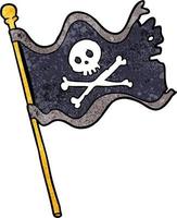 Retro-Grunge-Textur Cartoon niedliche Piratenflagge vektor