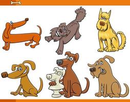 Cartoon Hunde und Welpen Tierfiguren gesetzt vektor
