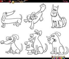 cartoon hunde tierfiguren set ausmalbilder vektor