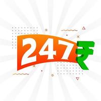 247 Rupie Symbol fettes Textvektorbild. 247 indische Rupie Währungszeichen Vektor Illustration