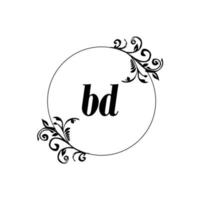 anfänglicher bd-logo-monogrammbuchstabe feminine eleganz vektor