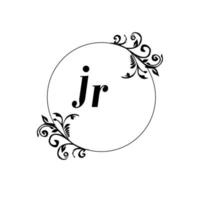 första jr logotyp monogram brev feminin elegans vektor