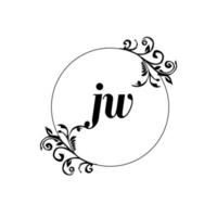 första jw logotyp monogram brev feminin elegans vektor