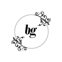 första bg logotyp monogram brev feminin elegans vektor