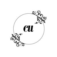 anfänglicher cu-logo-monogrammbuchstabe feminine eleganz vektor