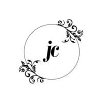 första jc logotyp monogram brev feminin elegans vektor