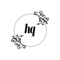 anfänglicher hq-logo-monogrammbuchstabe feminine eleganz vektor