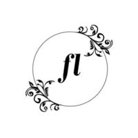 första fl logotyp monogram brev feminin elegans vektor