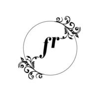 första fr logotyp monogram brev feminin elegans vektor