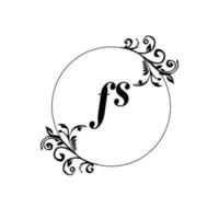 första fs logotyp monogram brev feminin elegans vektor