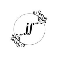 Anfangsbuchstabe jf Logo Monogramm feminine Eleganz vektor