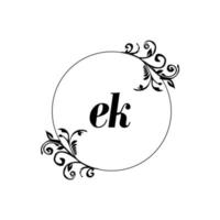 anfänglicher ek-logo-monogrammbuchstabe feminine eleganz vektor