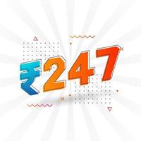 247 indische Rupie Vektorwährungsbild. 247 Rupie Symbol fette Textvektorillustration vektor